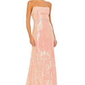MAC DUGGAL SEQUIN STRAPLESS RHINESTONE WAIST CORAL GOWN sz 10